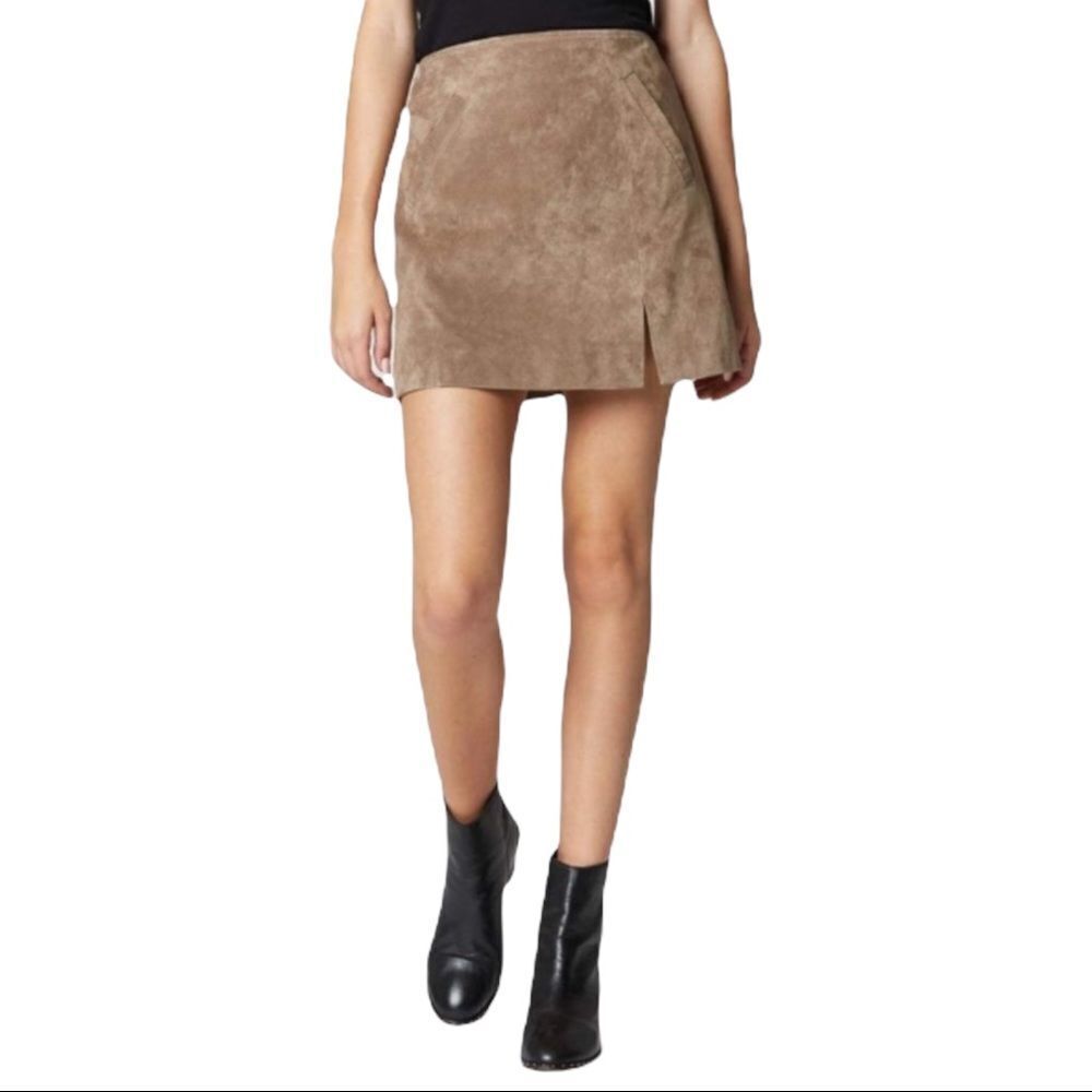 NWT Blank NYC Genuine Suede French Taupe Mini Skirt Size 25